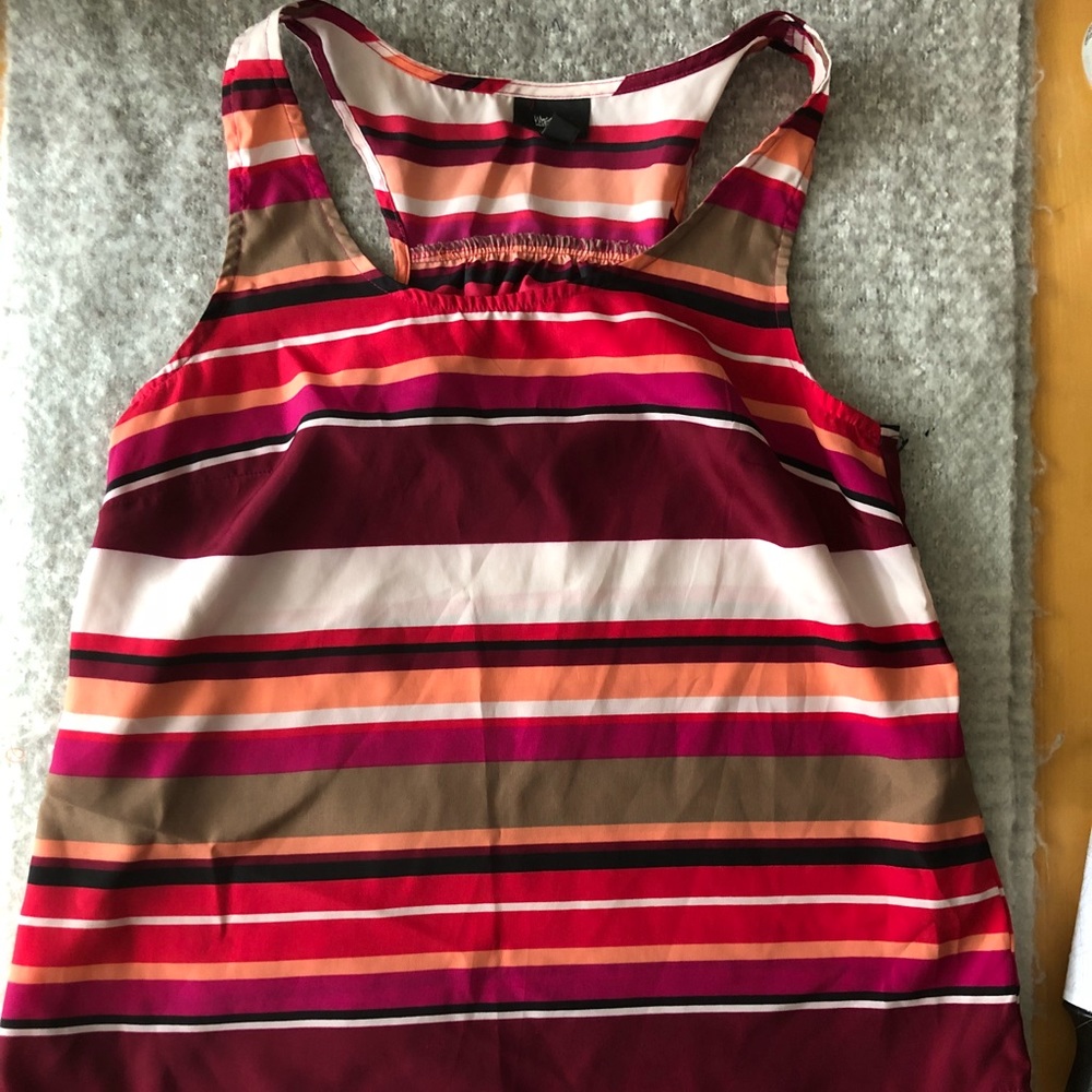 Silky pink striped racer back tank top size M